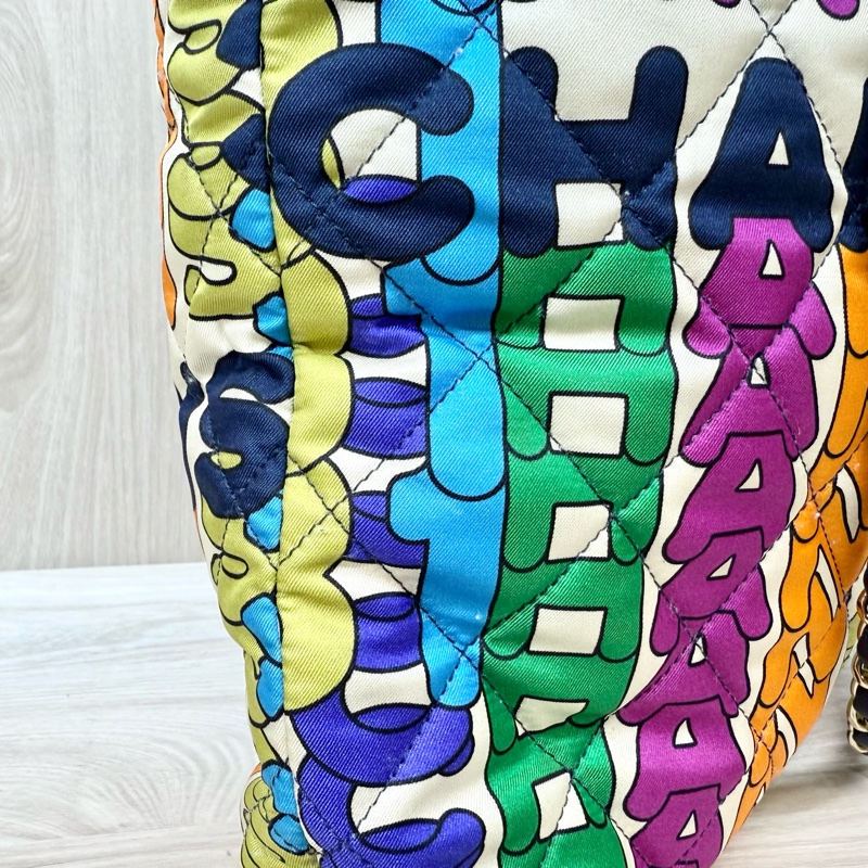 Chanel彩色尼龍金釦雙耳托特包AS2896-14