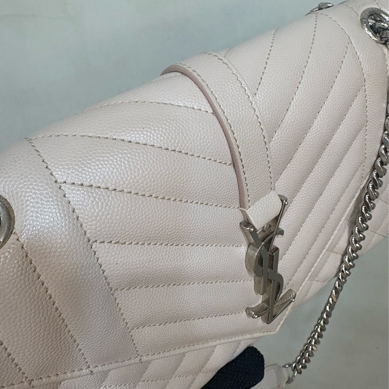 Ysl saint laurent envelop 雙鏈信封包 斜背包 粉色-2