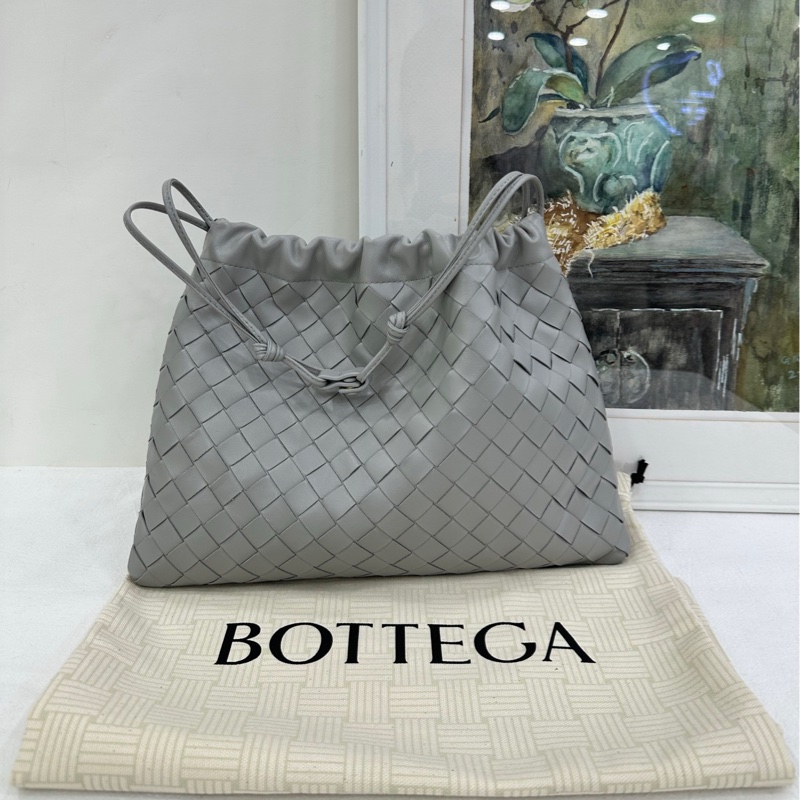Bottega Veneta葆蝶家灰色Dustbag編織垃圾袋 單肩包 閒置 尺寸:32cm*1cm*23cm-0