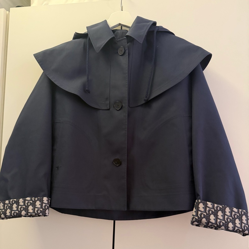 Christian Dior老花斗篷短版風衣-0