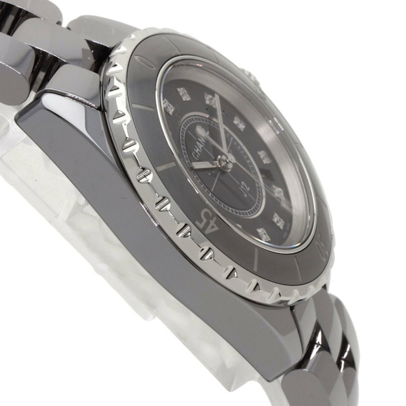 香奈兒 H3241 J12 33毫米炫彩12鑽鈦陶瓷腕錶/鈦陶瓷女士腕錶-5