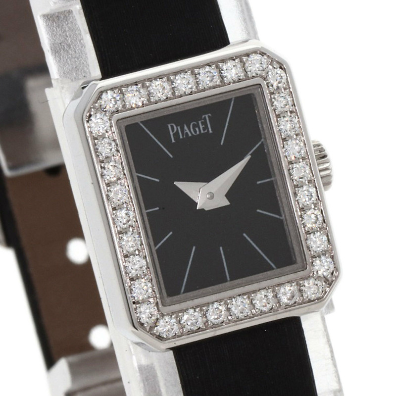 伯爵 G0A34503 迷你 Protocol 女士腕錶，18K 白金錶殼搭配緞面皮革錶帶-3