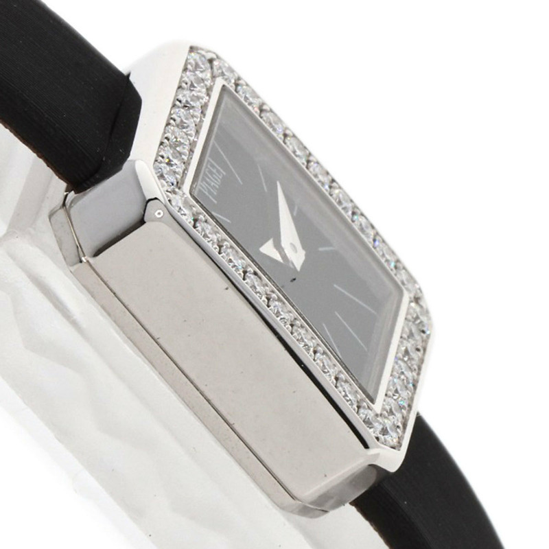 伯爵 G0A34503 迷你 Protocol 女士腕錶，18K 白金錶殼搭配緞面皮革錶帶-5