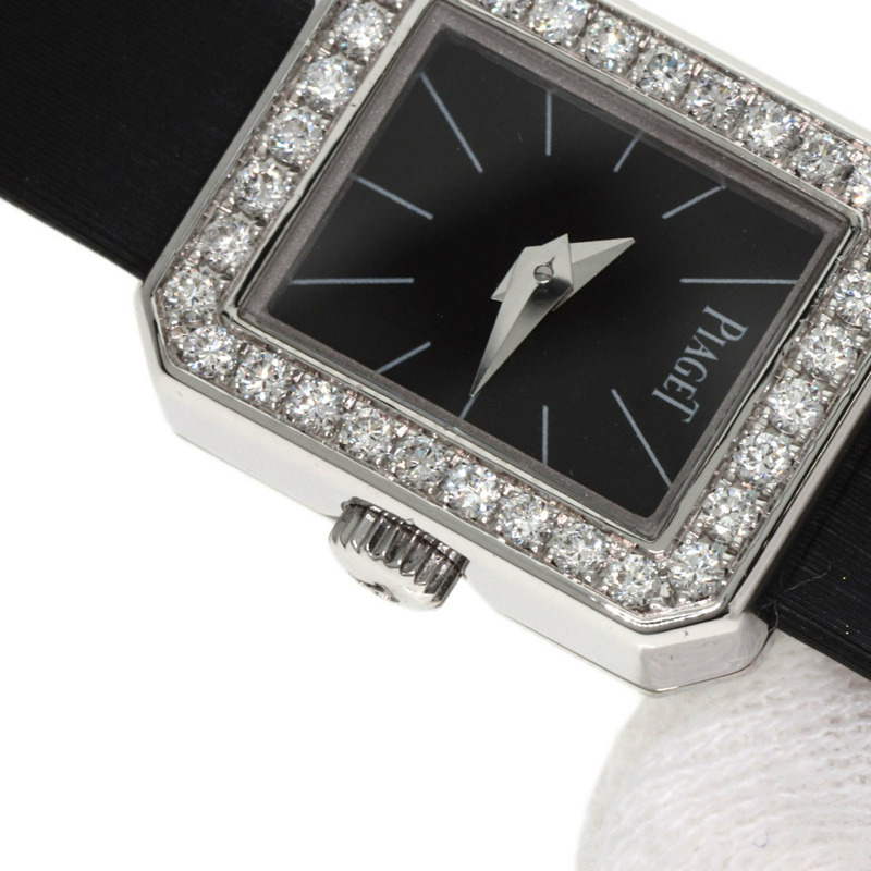 伯爵 G0A34503 迷你 Protocol 女士腕錶，18K 白金錶殼搭配緞面皮革錶帶-17