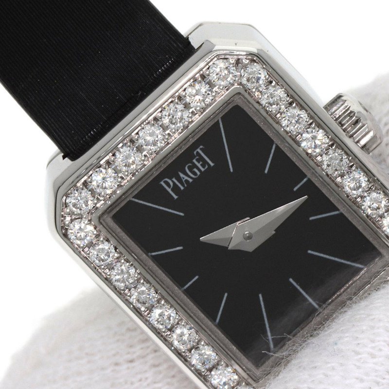 伯爵 G0A34503 迷你 Protocol 女士腕錶，18K 白金錶殼搭配緞面皮革錶帶-22