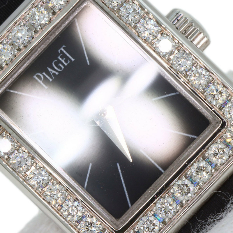 伯爵 G0A34503 迷你 Protocol 女士腕錶，18K 白金錶殼搭配緞面皮革錶帶-23