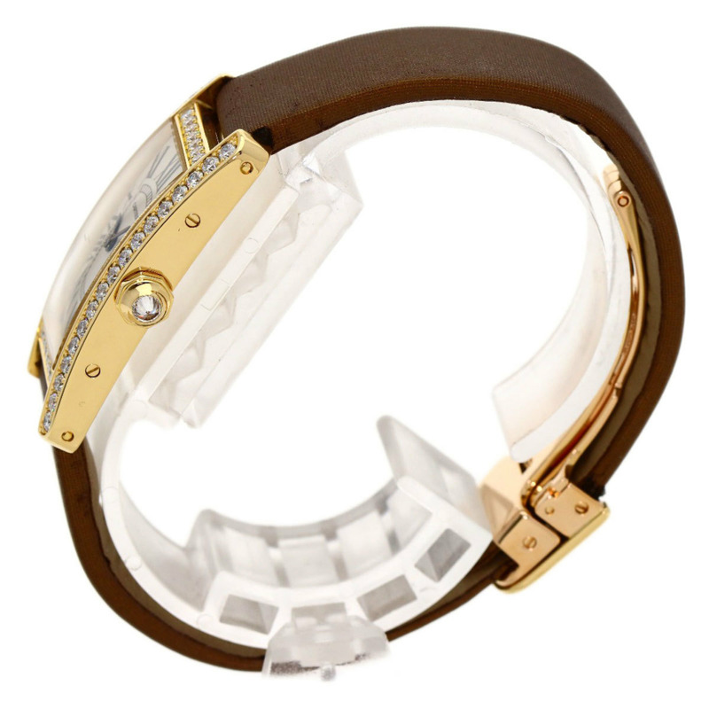 卡地亞 Tank Américaine SM 女士腕錶 WB707231，18K黃金錶殼，緞面皮革錶帶，鑲嵌鑽石-1