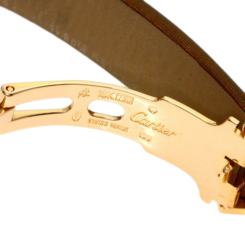 卡地亞 Tank Américaine SM 女士腕錶 WB707231，18K黃金錶殼，緞面皮革錶帶，鑲嵌鑽石-8