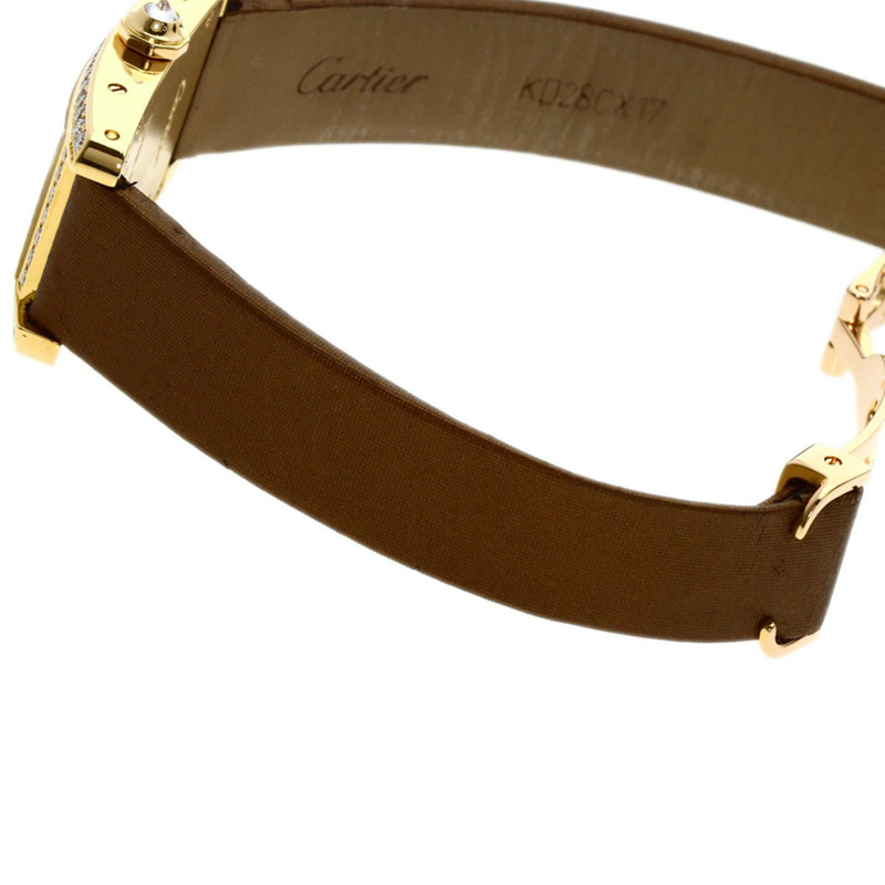 卡地亞 Tank Américaine SM 女士腕錶 WB707231，18K黃金錶殼，緞面皮革錶帶，鑲嵌鑽石-9