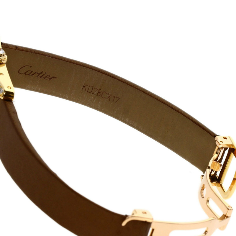 卡地亞 Tank Américaine SM 女士腕錶 WB707231，18K黃金錶殼，緞面皮革錶帶，鑲嵌鑽石-10