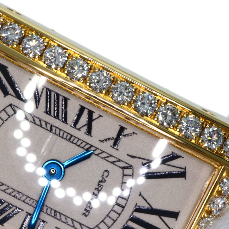 卡地亞 Tank Américaine SM 女士腕錶 WB707231，18K黃金錶殼，緞面皮革錶帶，鑲嵌鑽石-19