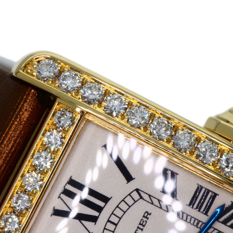 卡地亞 Tank Américaine SM 女士腕錶 WB707231，18K黃金錶殼，緞面皮革錶帶，鑲嵌鑽石-25