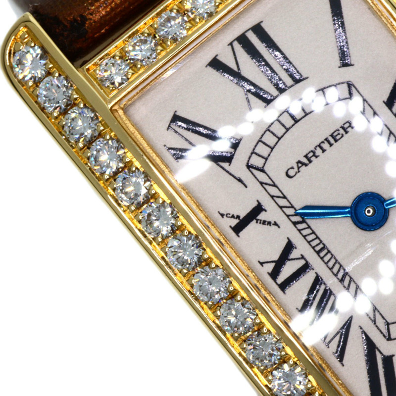 卡地亞 Tank Américaine SM 女士腕錶 WB707231，18K黃金錶殼，緞面皮革錶帶，鑲嵌鑽石-26