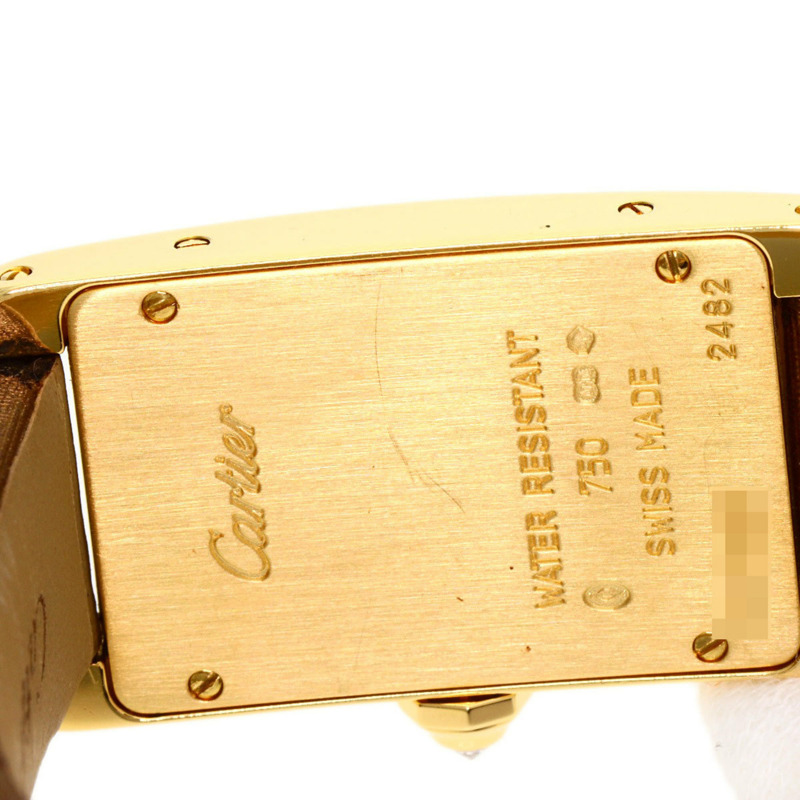 卡地亞 Tank Américaine SM 女士腕錶 WB707231，18K黃金錶殼，緞面皮革錶帶，鑲嵌鑽石-27