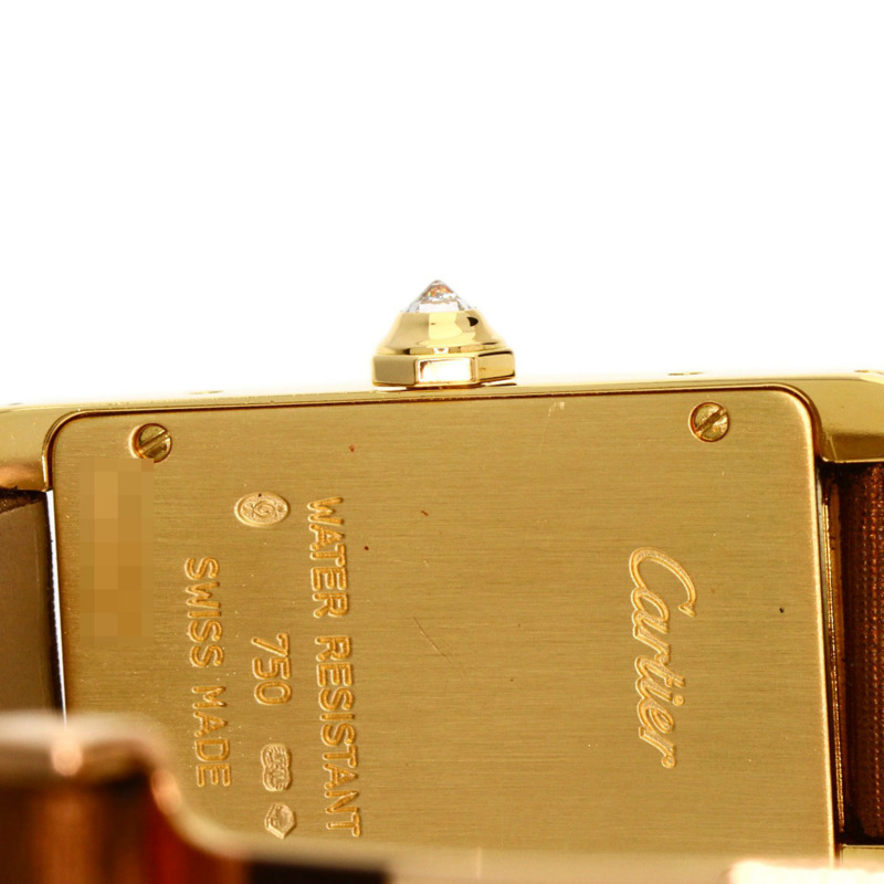 卡地亞 Tank Américaine SM 女士腕錶 WB707231，18K黃金錶殼，緞面皮革錶帶，鑲嵌鑽石-28