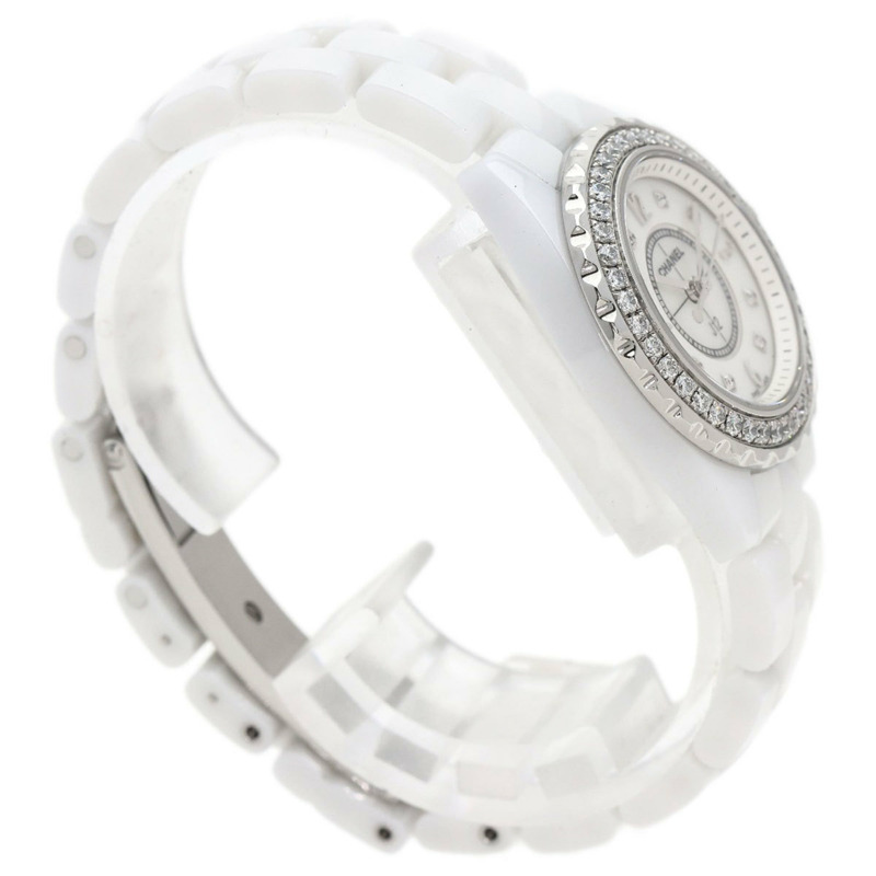 香奈兒 H2572 J12 29毫米 8P 鑲鑽白色陶瓷腕錶，陶瓷/陶瓷/鑽石，女士腕錶-1
