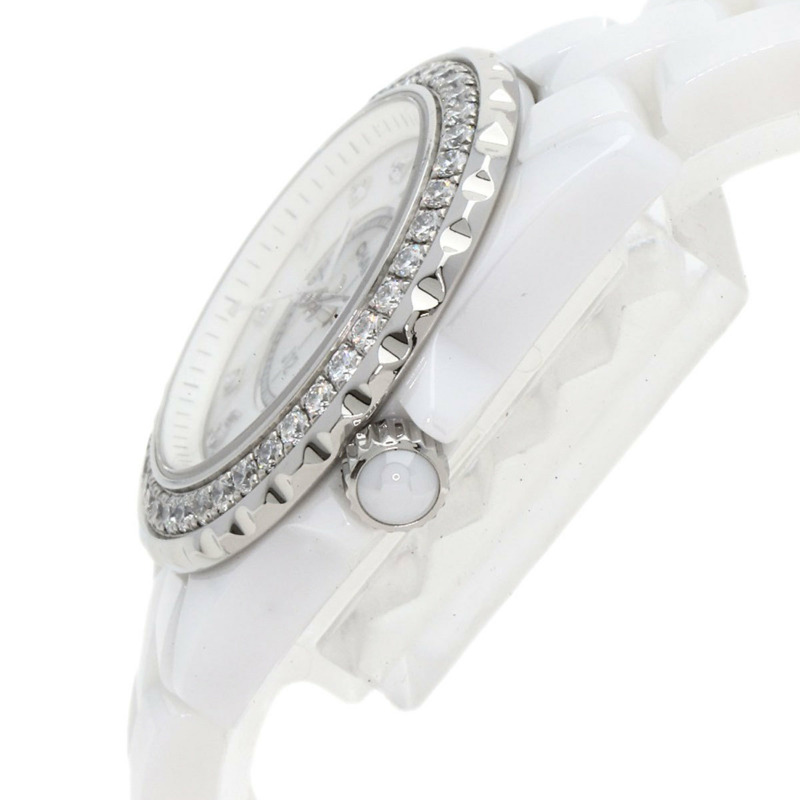 香奈兒 H2572 J12 29毫米 8P 鑲鑽白色陶瓷腕錶，陶瓷/陶瓷/鑽石，女士腕錶-4