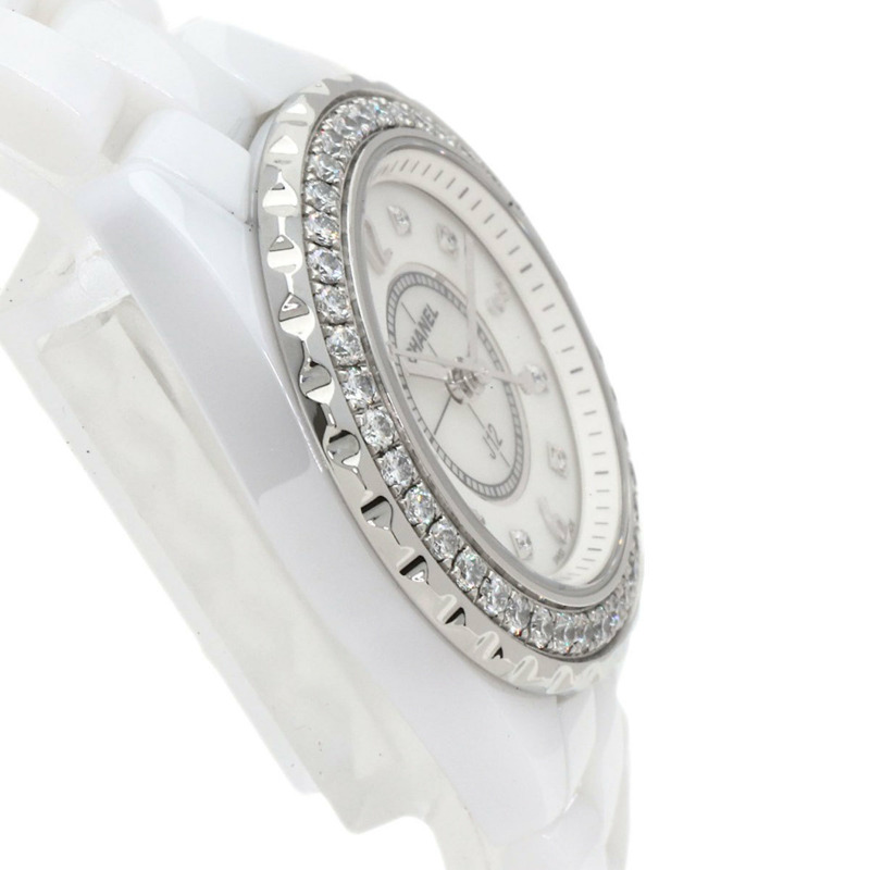 香奈兒 H2572 J12 29毫米 8P 鑲鑽白色陶瓷腕錶，陶瓷/陶瓷/鑽石，女士腕錶-5