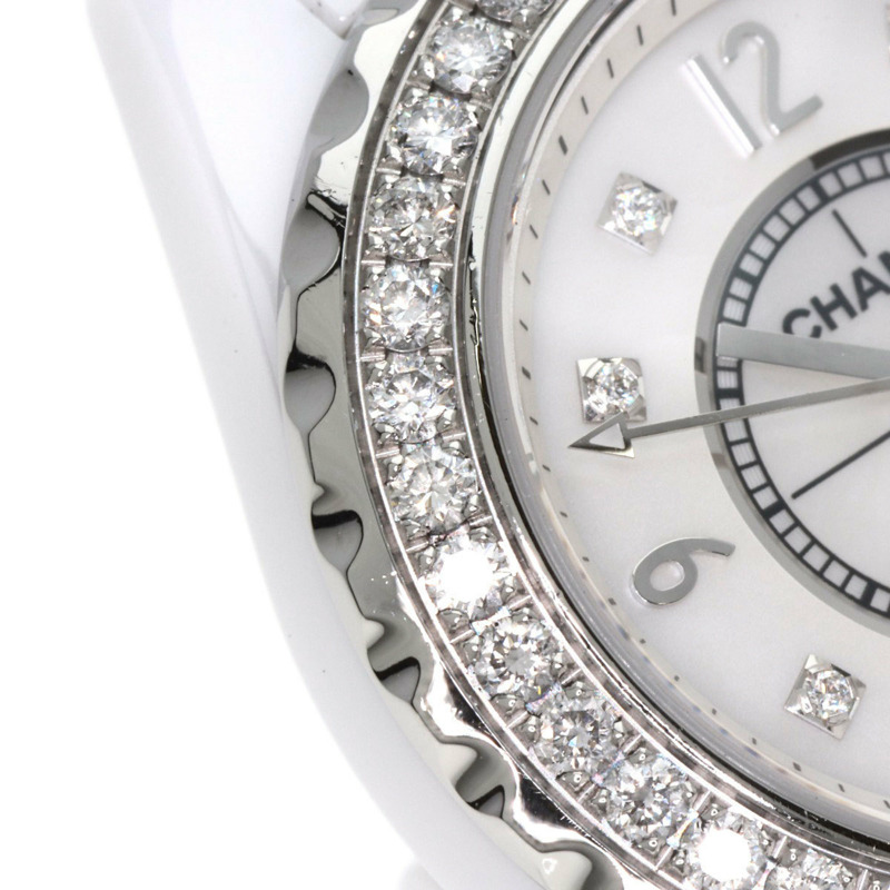 香奈兒 H2572 J12 29毫米 8P 鑲鑽白色陶瓷腕錶，陶瓷/陶瓷/鑽石，女士腕錶-9