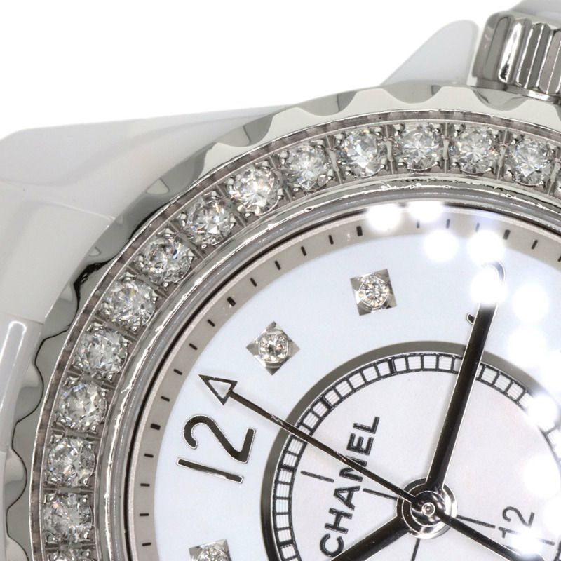 香奈兒 H2572 J12 29毫米 8P 鑲鑽白色陶瓷腕錶，陶瓷/陶瓷/鑽石，女士腕錶-10