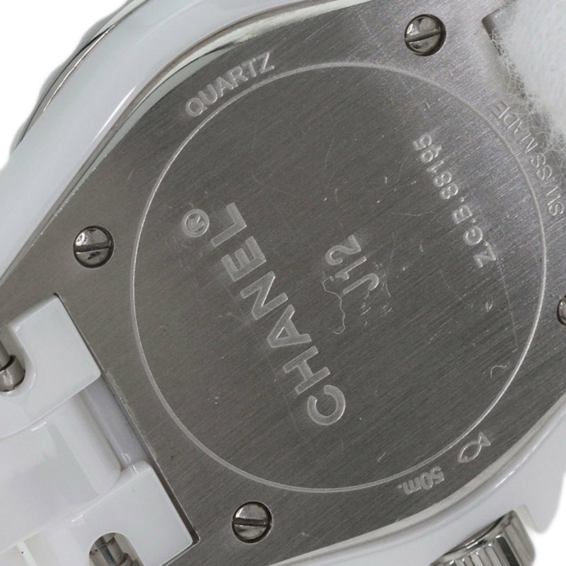 香奈兒 H2572 J12 29毫米 8P 鑲鑽白色陶瓷腕錶，陶瓷/陶瓷/鑽石，女士腕錶-15