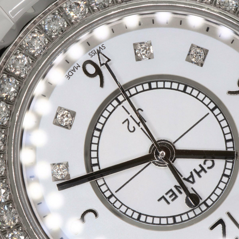 香奈兒 H2572 J12 29毫米 8P 鑲鑽白色陶瓷腕錶，陶瓷/陶瓷/鑽石，女士腕錶-16