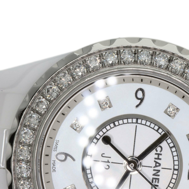 香奈兒 H2572 J12 29毫米 8P 鑲鑽白色陶瓷腕錶，陶瓷/陶瓷/鑽石，女士腕錶-17