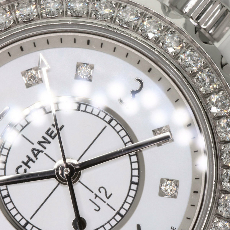 香奈兒 H2572 J12 29毫米 8P 鑲鑽白色陶瓷腕錶，陶瓷/陶瓷/鑽石，女士腕錶-19