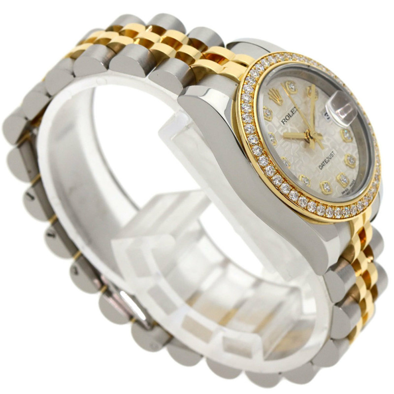 勞力士 179383G Datejust 錶圈鑲嵌 10 顆鑽石，不鏽鋼/18K黃金/鑽石女錶-1
