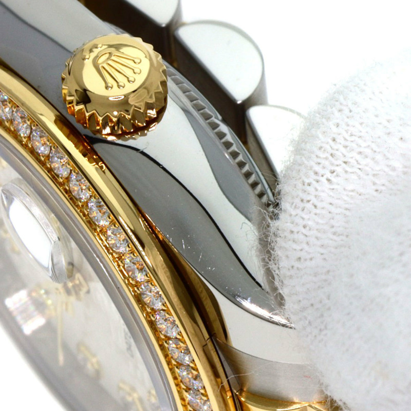 勞力士 179383G Datejust 錶圈鑲嵌 10 顆鑽石，不鏽鋼/18K黃金/鑽石女錶-10
