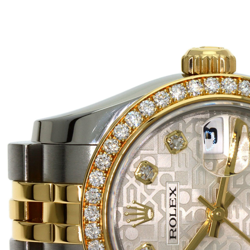 勞力士 179383G Datejust 錶圈鑲嵌 10 顆鑽石，不鏽鋼/18K黃金/鑽石女錶-13
