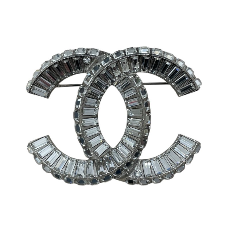 CHANEL 香奈兒 方排鑽胸針 2022年 銀色-1