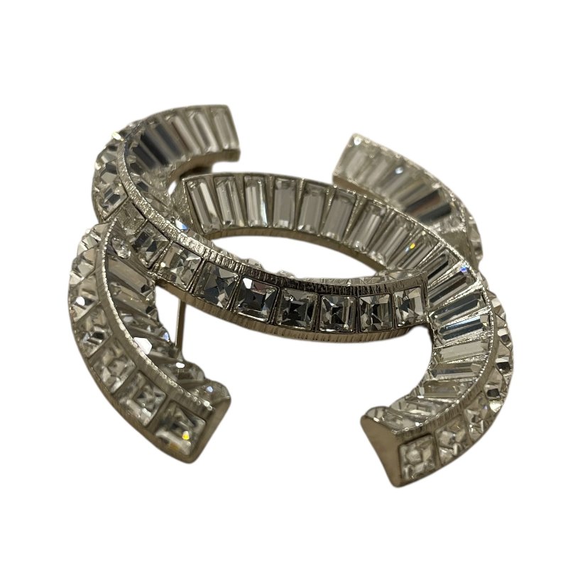 CHANEL 香奈兒 方排鑽胸針 2022年 銀色-4