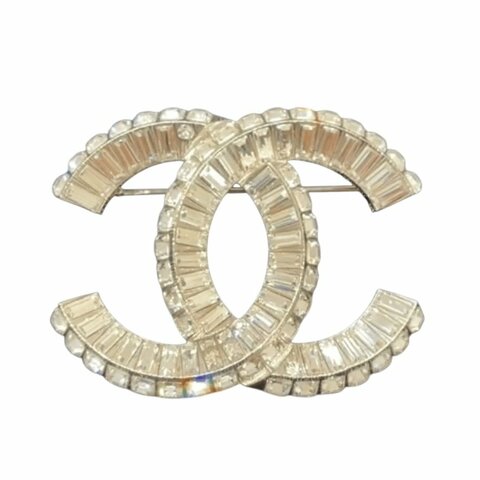 CHANEL 香奈兒 方排鑽胸針 2022年 銀色