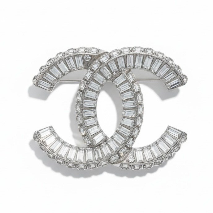 CHANEL 香奈兒 方排鑽胸針 2022年 銀色-0