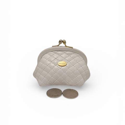 🍒Bally牛皮菱格縫縫金口零錢包/3F251221-1