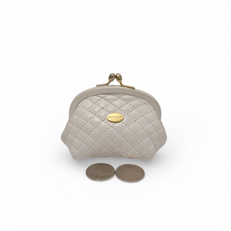 🍒Bally牛皮菱格縫縫金口零錢包/3F251221-1-0