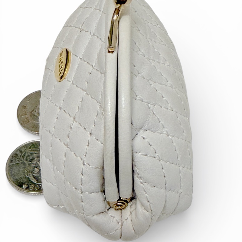 🍒Bally牛皮菱格縫縫金口零錢包/3F251221-1-5