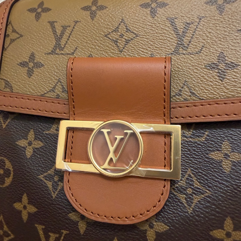 LV 雙色原花金釦Dauphine手提後背包M45142-1