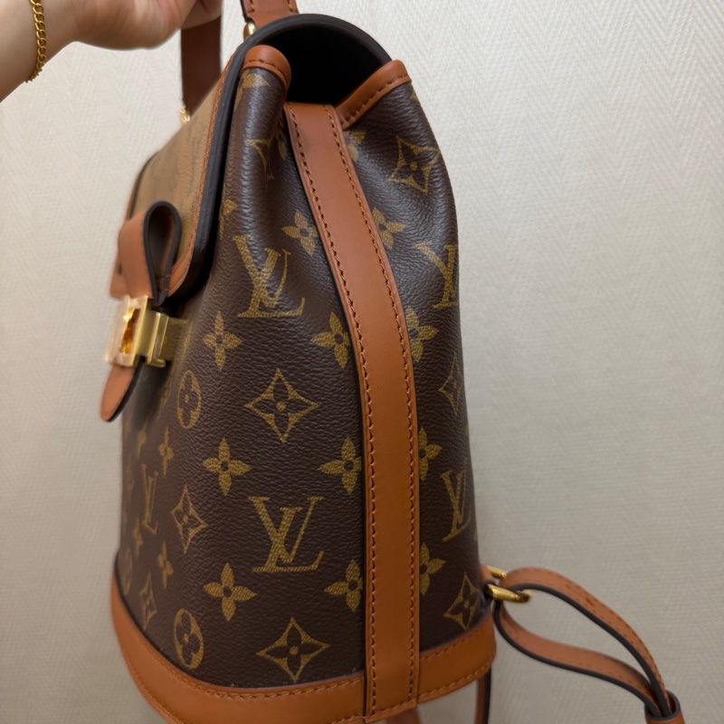 LV 雙色原花金釦Dauphine手提後背包M45142-2