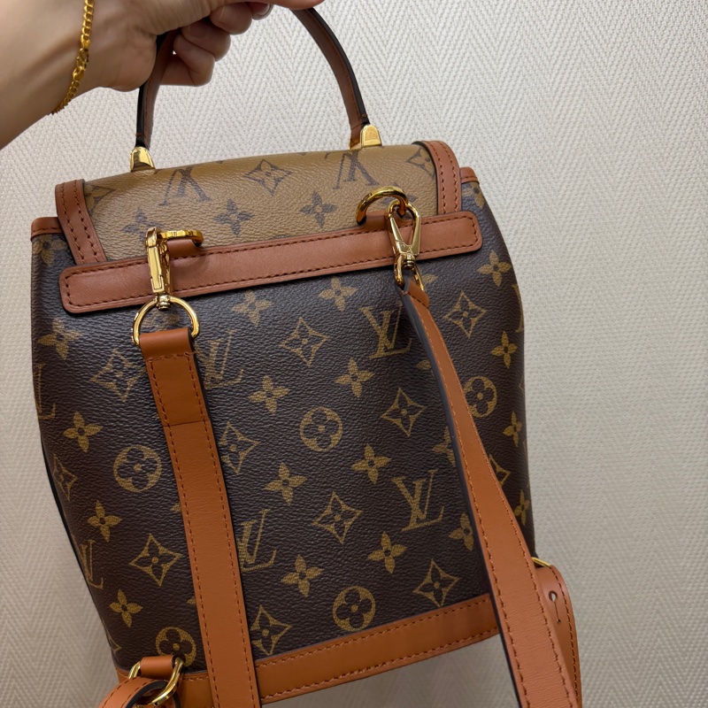 LV 雙色原花金釦Dauphine手提後背包M45142-3