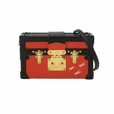 Louis Vuitton(LV)Petite Malle小盒子小號牛皮水波紋S-lock鎖扣斜挎包單肩包