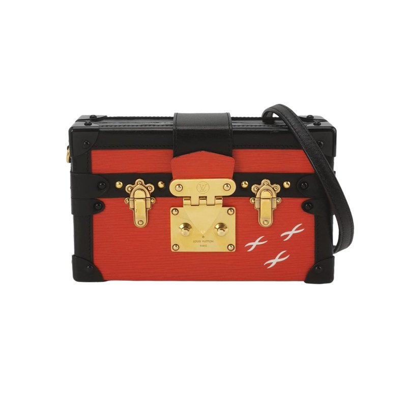 Louis Vuitton(LV)Petite Malle小盒子小號牛皮水波紋S-lock鎖扣斜挎包單肩包-0