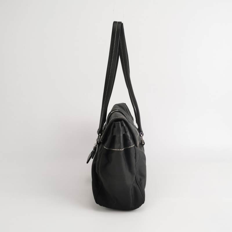 Prada牛皮尼龍布純色皮帶扣飾單肩包-2