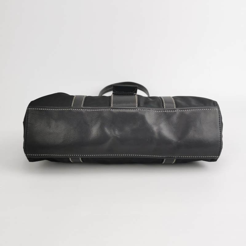 Prada牛皮尼龍布純色皮帶扣飾單肩包-5