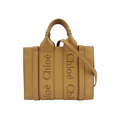 Chloe Woody小號牛皮純色徽標緞帶斜挎包單肩包