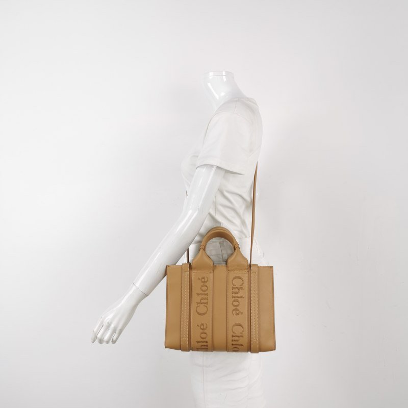 Chloe Woody小號牛皮純色徽標緞帶斜挎包單肩包-1