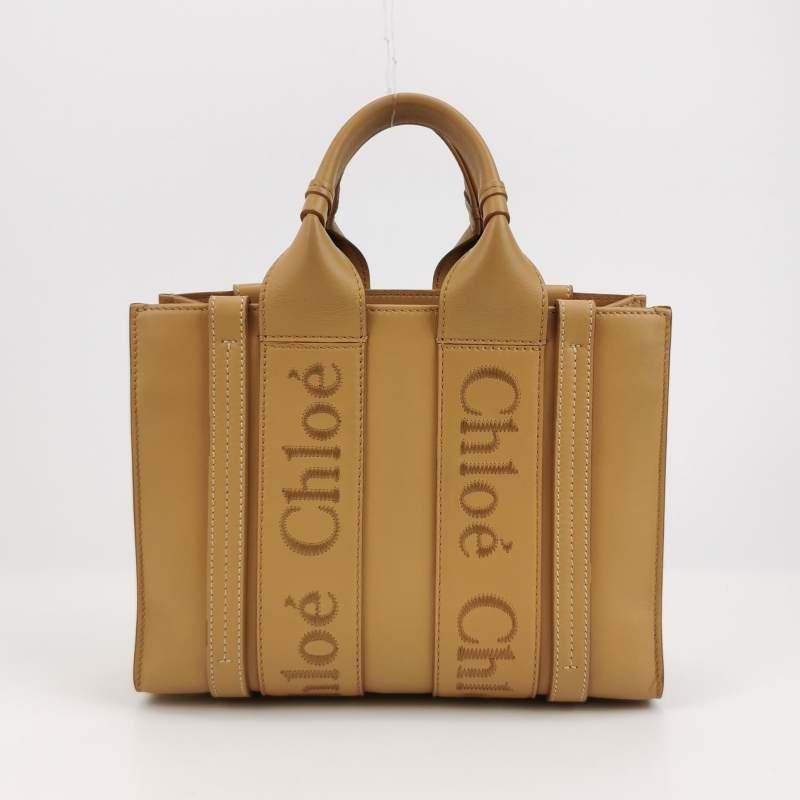 Chloe Woody小號牛皮純色徽標緞帶斜挎包單肩包-4