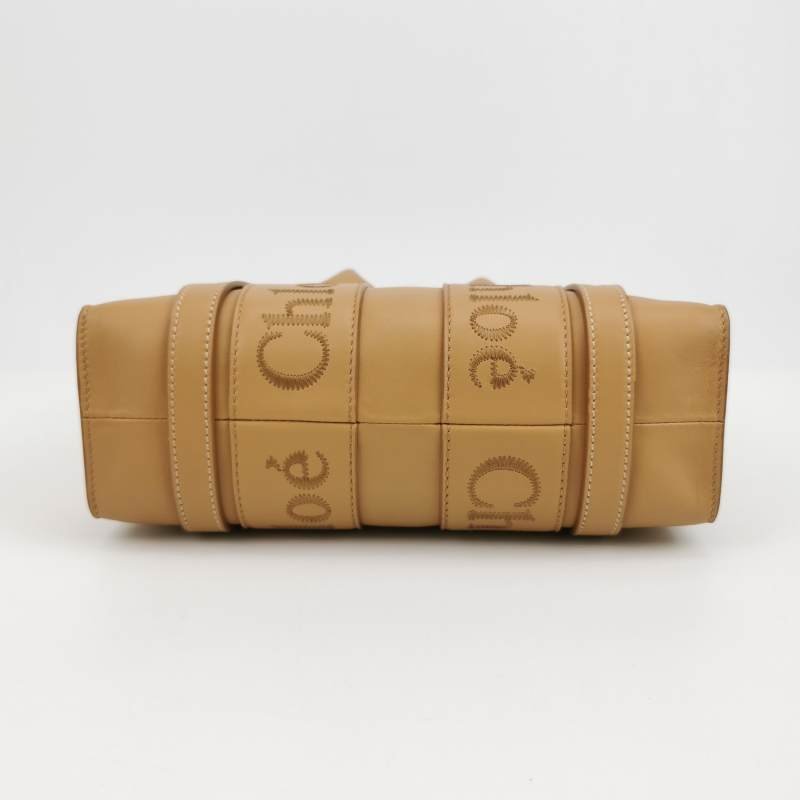 Chloe Woody小號牛皮純色徽標緞帶斜挎包單肩包-5