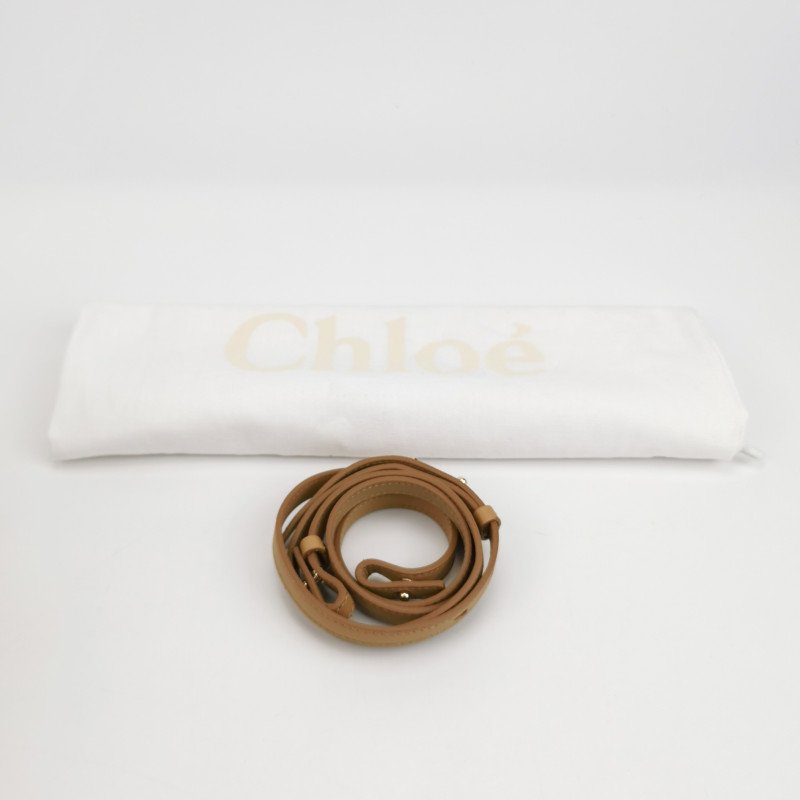 Chloe Woody小號牛皮純色徽標緞帶斜挎包單肩包-8